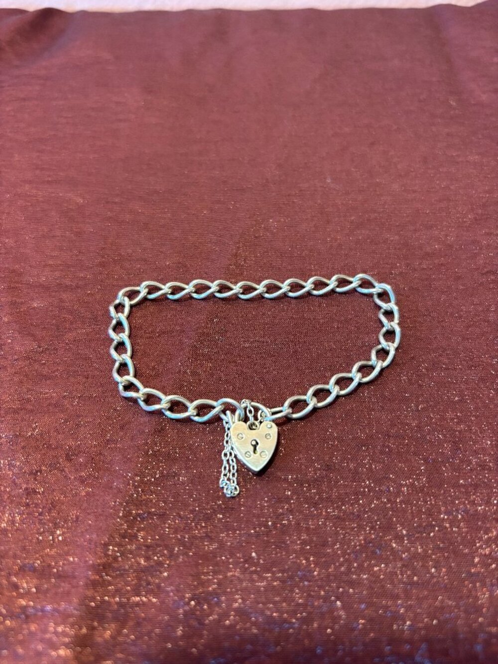 Vintage Late 1960s Heart Padlock Charm bracelet with United Kingdom Hallmarks